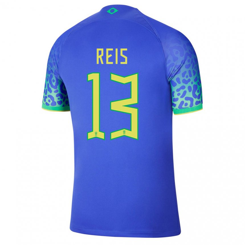 Homme Maillot Brésil Vitor Reis #13 Bleu Tenues Extérieur 22-24 T-shirt Belgique