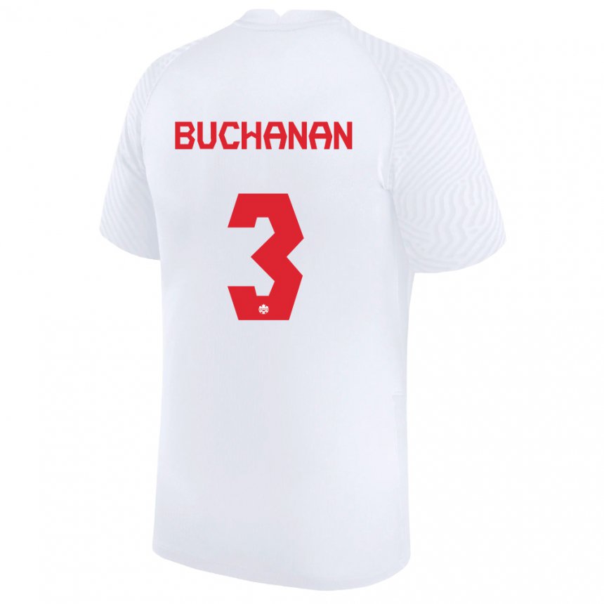 Homme Maillot Canada Kadeisha Buchanan #3 Blanc Tenues Extérieur 22-24 T-shirt Belgique