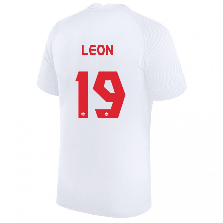 Herren Kanadische Adriana Leon #19 Weiß Auswärtstrikot Trikot 22-24 T-shirt Belgien
