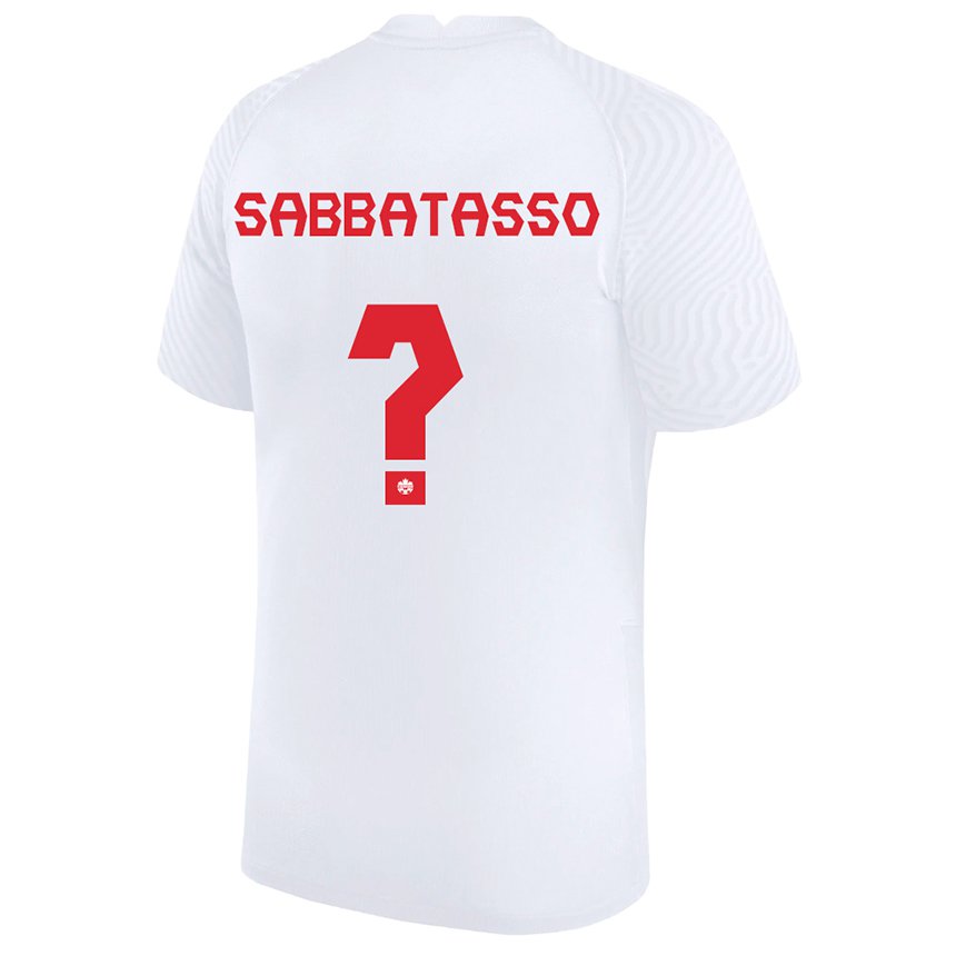 Homme Maillot Canada Jeronimo Sabbatasso #0 Blanc Tenues Extérieur 22-24 T-shirt Belgique