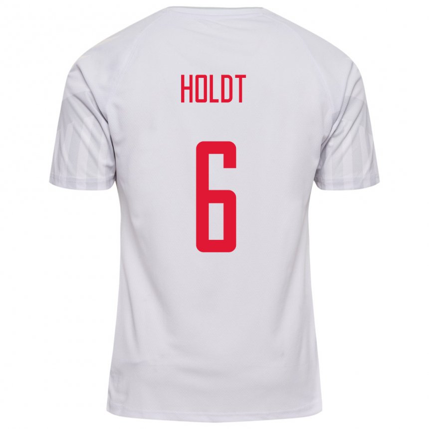 Herren Dänische Olivia Holdt #6 Weiß Auswärtstrikot Trikot 22-24 T-shirt Belgien
