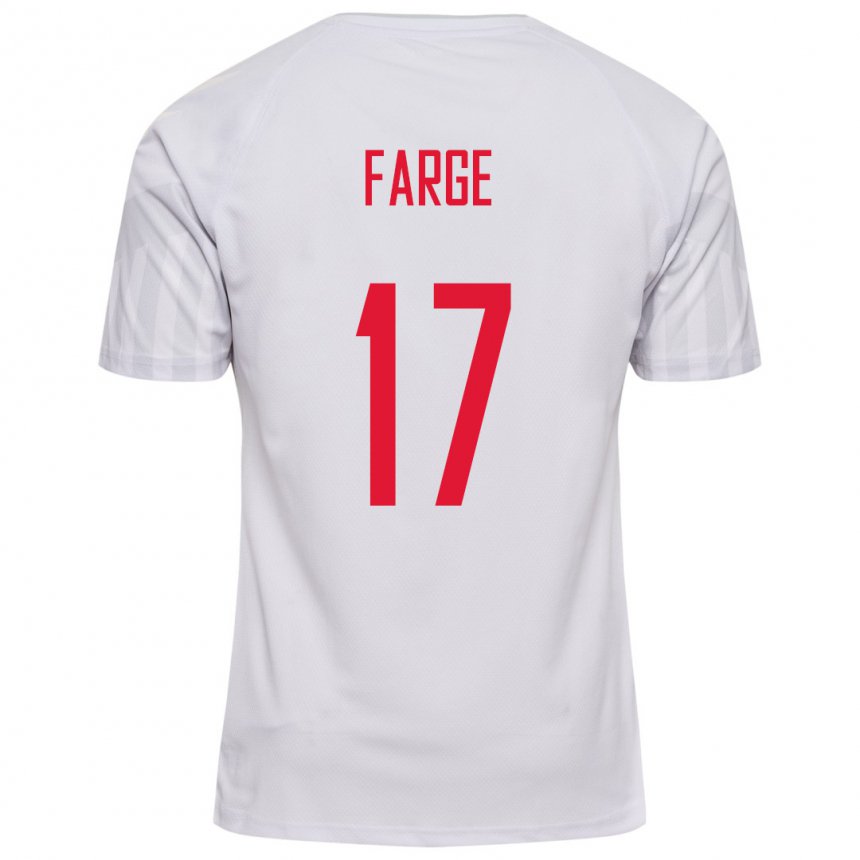 Herren Dänische Emma Farge #17 Weiß Auswärtstrikot Trikot 22-24 T-shirt Belgien
