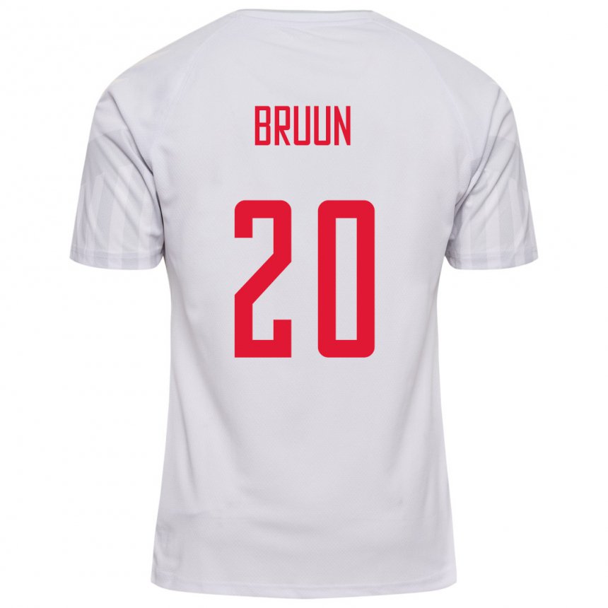 Herren Dänische Signe Bruun #20 Weiß Auswärtstrikot Trikot 22-24 T-shirt Belgien