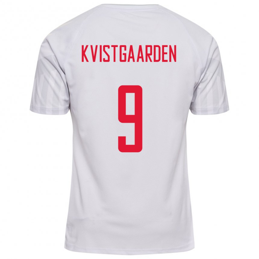 Herren Dänische Mathias Kvistgaarden #9 Weiß Auswärtstrikot Trikot 22-24 T-shirt Belgien