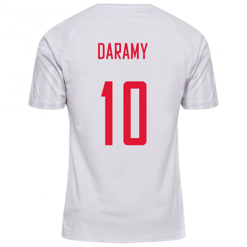 Homme Maillot Danemark Mohamed Daramy #10 Blanc Tenues Extérieur 22-24 T-shirt Belgique