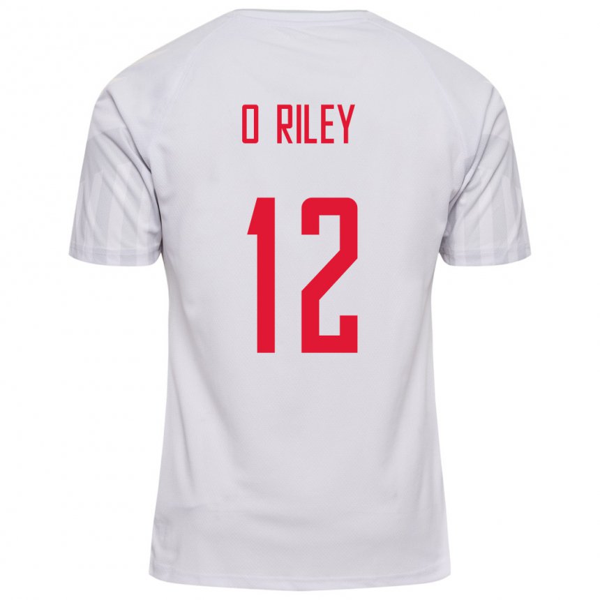 Herren Dänische Matt O Riley #12 Weiß Auswärtstrikot Trikot 22-24 T-shirt Belgien