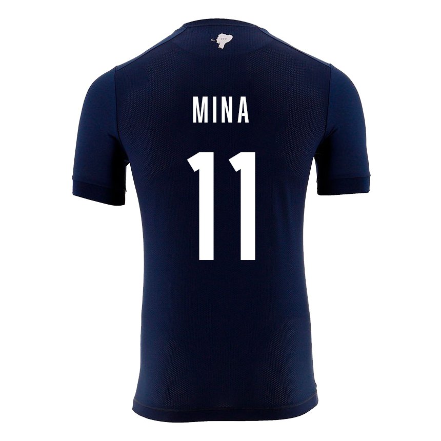 Herren Ecuadorianische Ariel Mina #11 Marineblau Auswärtstrikot Trikot 22-24 T-shirt Belgien