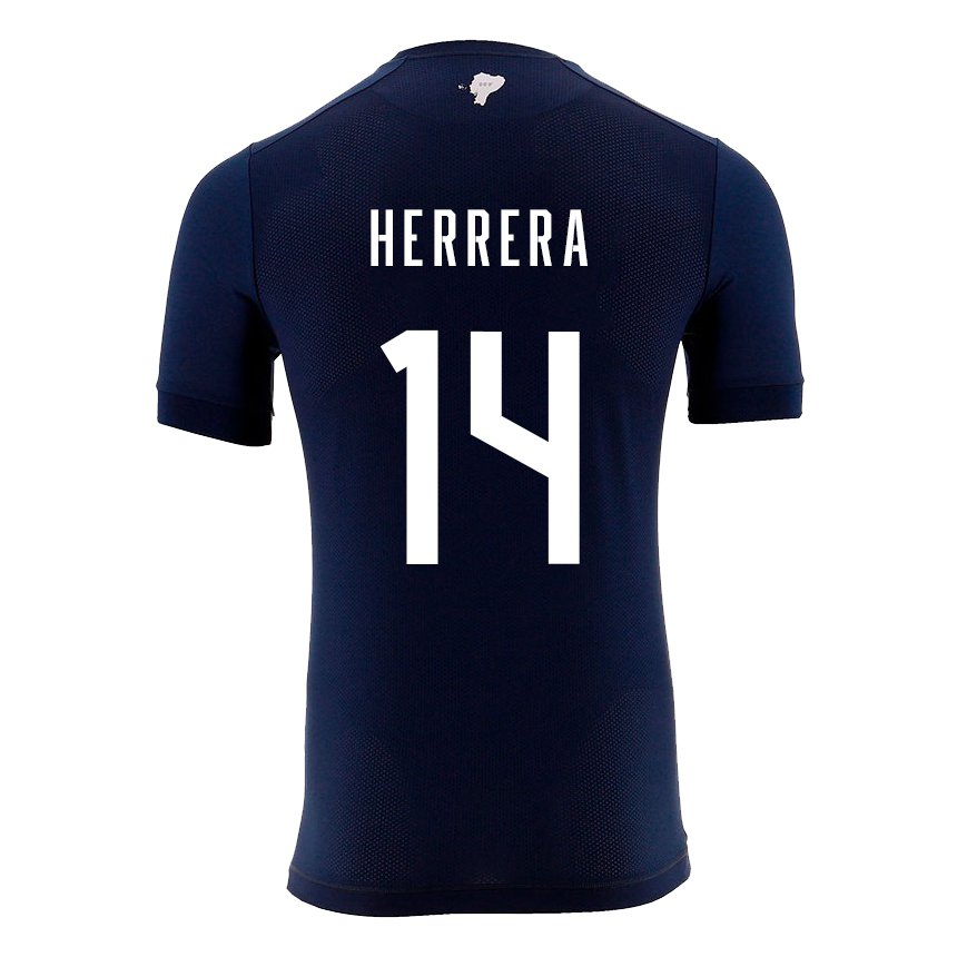 Herren Ecuadorianische Orlando Herrera #14 Marineblau Auswärtstrikot Trikot 22-24 T-shirt Belgien