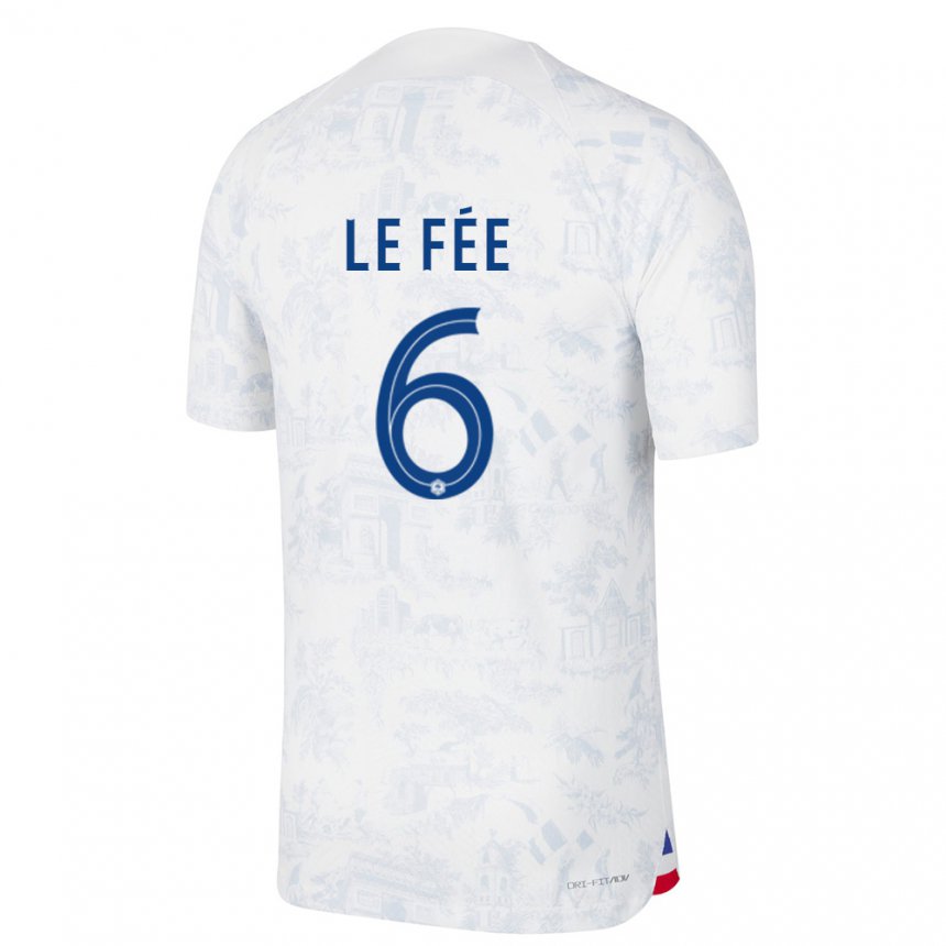 Herren Französische Enzo Le Fee #6 Weiß Blau Auswärtstrikot Trikot 22-24 T-shirt Belgien