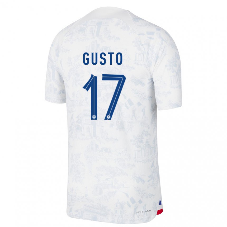 Herren Französische Malo Gusto #17 Weiß Blau Auswärtstrikot Trikot 22-24 T-shirt Belgien