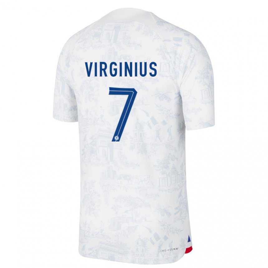 Herren Französische Alan Virginius #7 Weiß Blau Auswärtstrikot Trikot 22-24 T-shirt Belgien