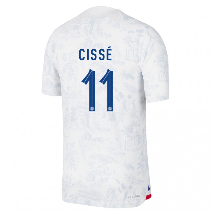 Herren Französische Lamine Cisse #11 Weiß Blau Auswärtstrikot Trikot 22-24 T-shirt Belgien