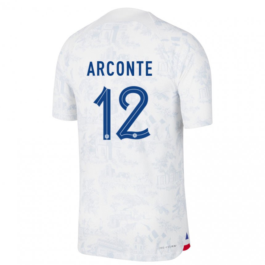 Herren Französische Tairyk Arconte #12 Weiß Blau Auswärtstrikot Trikot 22-24 T-shirt Belgien