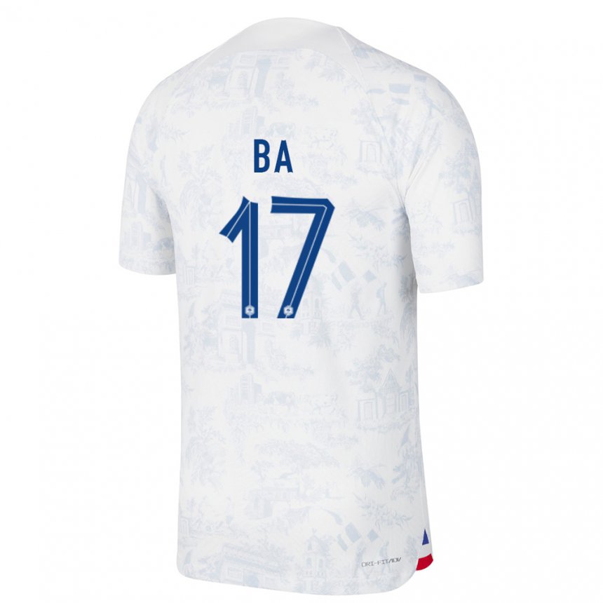 Homme Maillot France Abdoullah Ba #17 Blanc Bleu  Tenues Extérieur 22-24 T-shirt Belgique