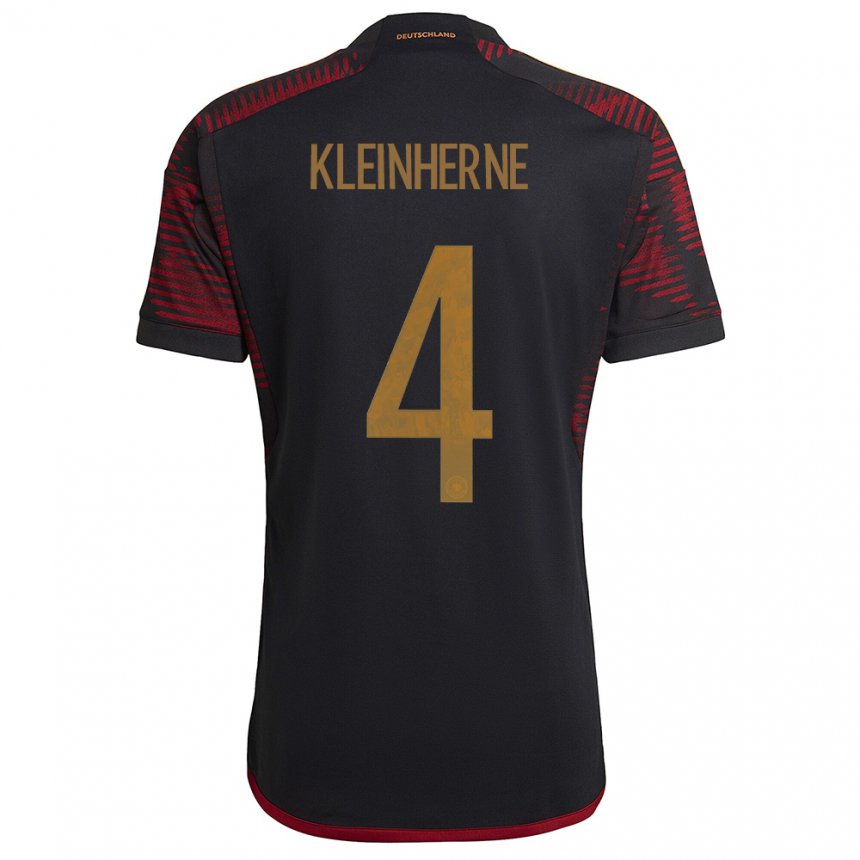 Herren Deutsche Sophia Kleinherne #4 Schwarz Kastanienbraun Auswärtstrikot Trikot 22-24 T-shirt Belgien