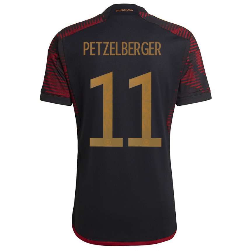 Herren Deutsche Ramona Petzelberger #11 Schwarz Kastanienbraun Auswärtstrikot Trikot 22-24 T-shirt Belgien