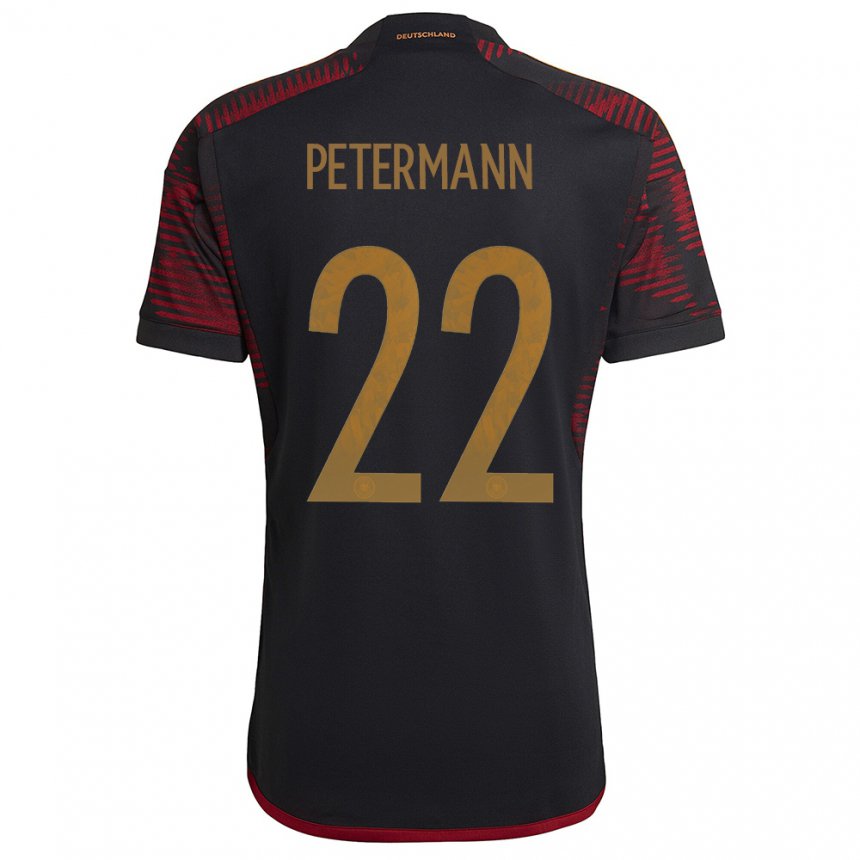 Herren Deutsche Lena Petermann #22 Schwarz Kastanienbraun Auswärtstrikot Trikot 22-24 T-shirt Belgien