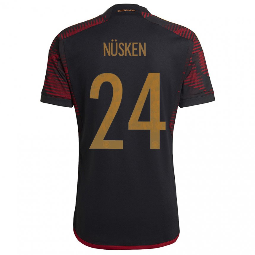 Herren Deutsche Sjoeke Nusken #24 Schwarz Kastanienbraun Auswärtstrikot Trikot 22-24 T-shirt Belgien