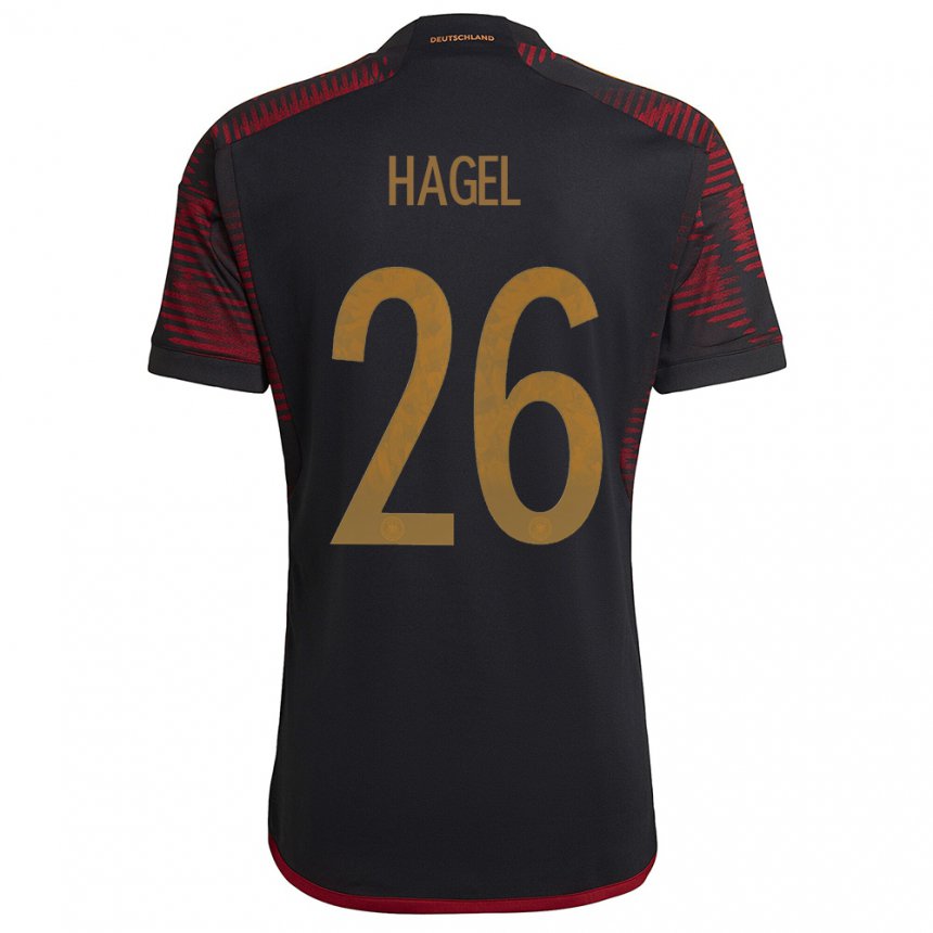 Herren Deutsche Chantal Hagel #26 Schwarz Kastanienbraun Auswärtstrikot Trikot 22-24 T-shirt Belgien