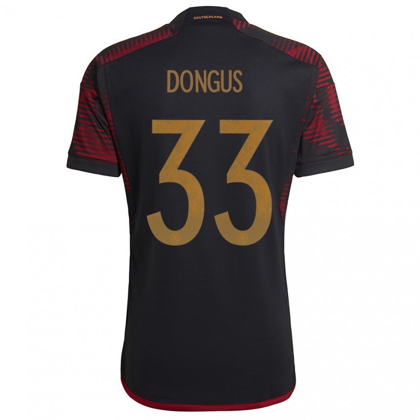Herren Deutsche Fabienne Dongus #33 Schwarz Kastanienbraun Auswärtstrikot Trikot 22-24 T-shirt Belgien
