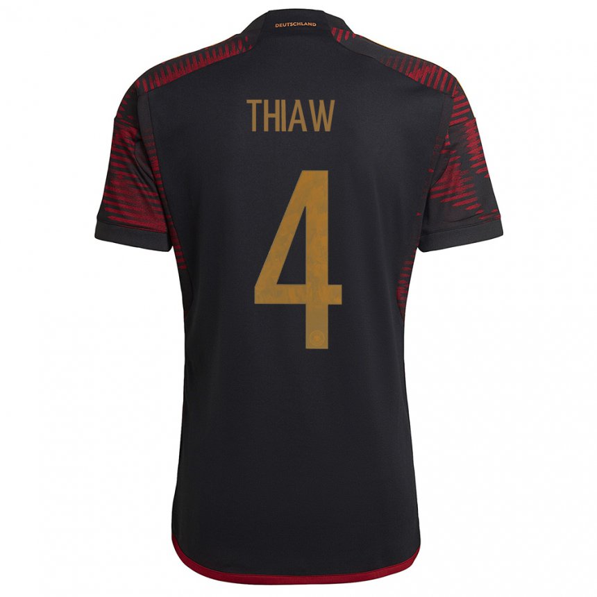 Herren Deutsche Malick Thiaw #4 Schwarz Kastanienbraun Auswärtstrikot Trikot 22-24 T-shirt Belgien