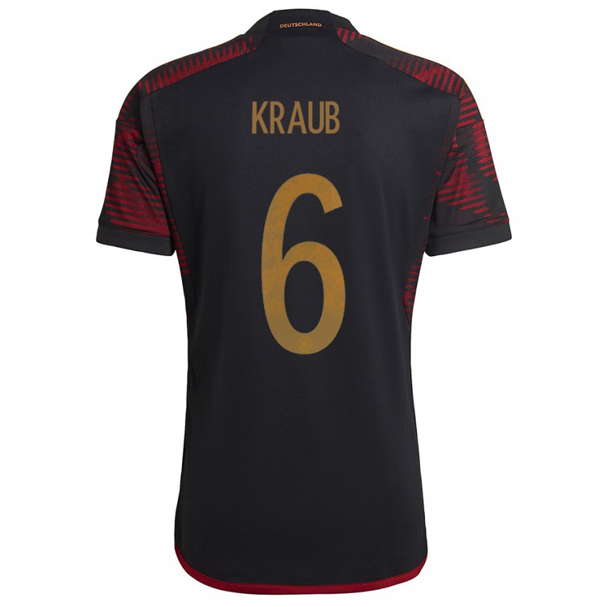 Herren Deutsche Tom Kraub #6 Schwarz Kastanienbraun Auswärtstrikot Trikot 22-24 T-shirt Belgien