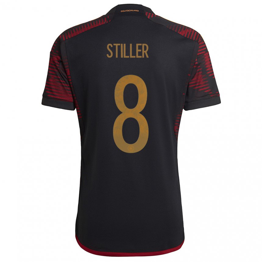 Herren Deutsche Angelo Stiller #8 Schwarz Kastanienbraun Auswärtstrikot Trikot 22-24 T-shirt Belgien