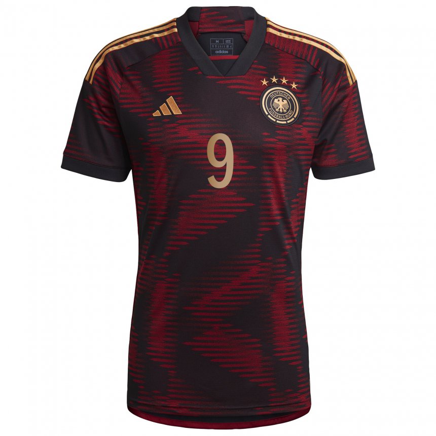 Herren Deutsche Reda Khadra #9 Schwarz Kastanienbraun Auswärtstrikot Trikot 22-24 T-shirt Belgien