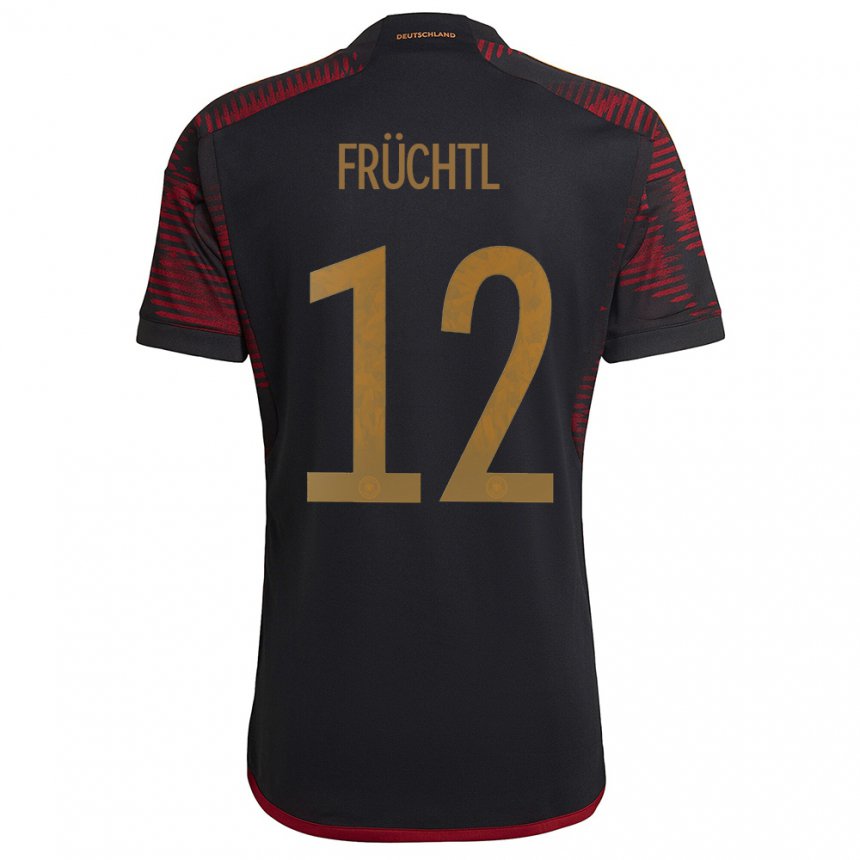 Herren Deutsche Christian Fruchtl #12 Schwarz Kastanienbraun Auswärtstrikot Trikot 22-24 T-shirt Belgien