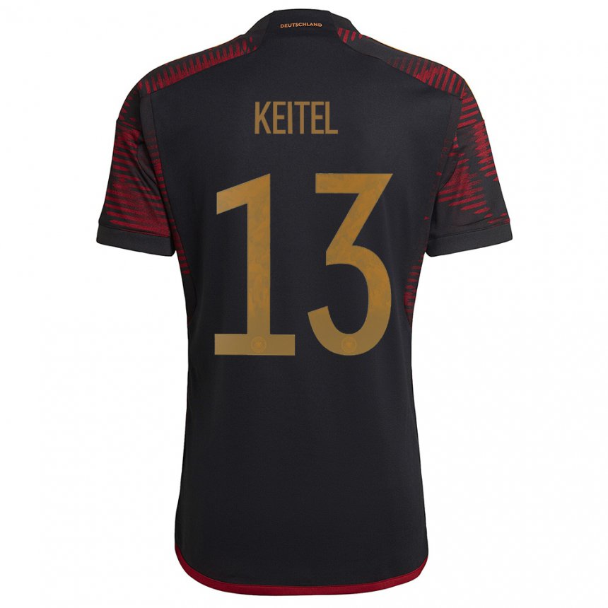 Herren Deutsche Yannik Keitel #13 Schwarz Kastanienbraun Auswärtstrikot Trikot 22-24 T-shirt Belgien