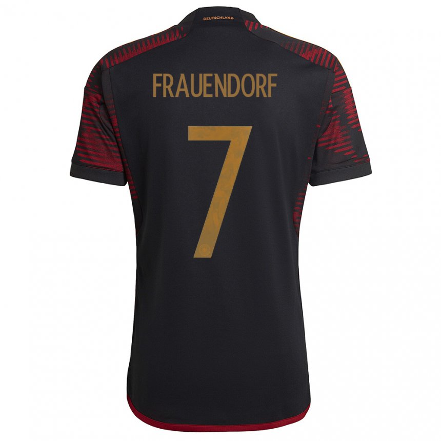 Herren Deutsche Melkamu Frauendorf #7 Schwarz Kastanienbraun Auswärtstrikot Trikot 22-24 T-shirt Belgien