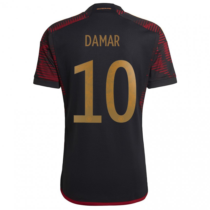 Herren Deutsche Muhammed Damar #10 Schwarz Kastanienbraun Auswärtstrikot Trikot 22-24 T-shirt Belgien
