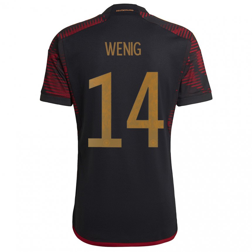 Herren Deutsche Marcel Wenig #14 Schwarz Kastanienbraun Auswärtstrikot Trikot 22-24 T-shirt Belgien