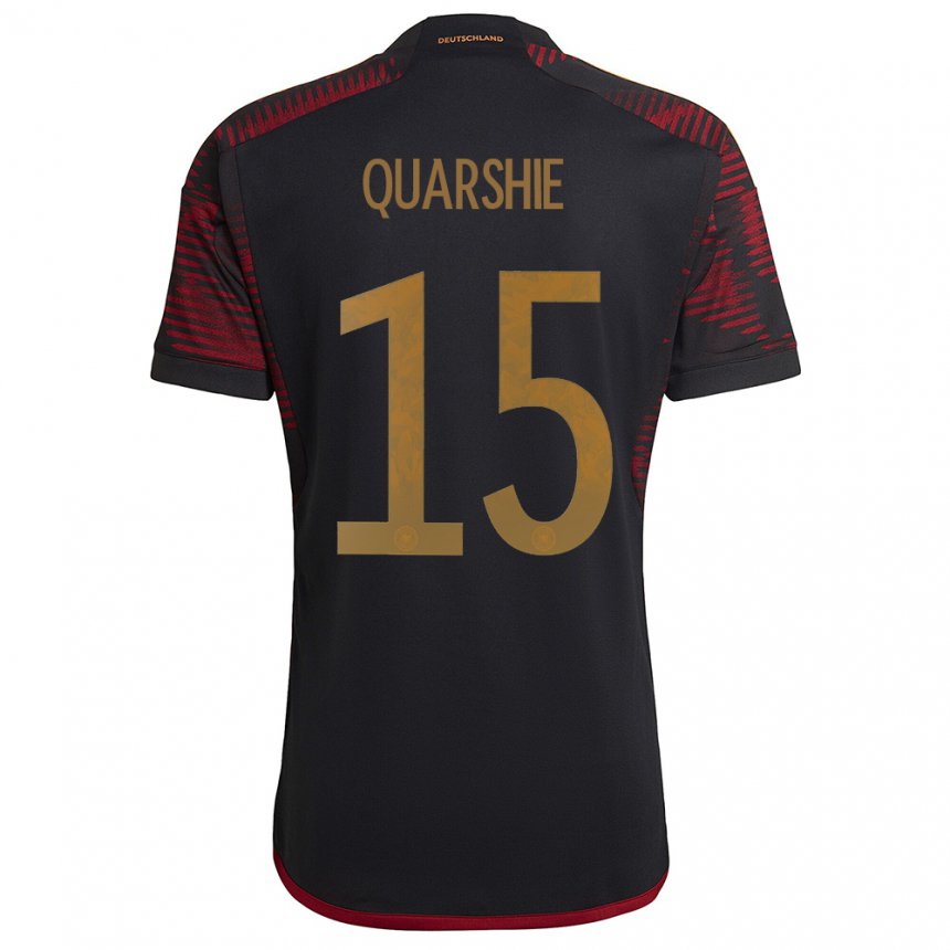 Herren Deutsche Joshua Quarshie #15 Schwarz Kastanienbraun Auswärtstrikot Trikot 22-24 T-shirt Belgien