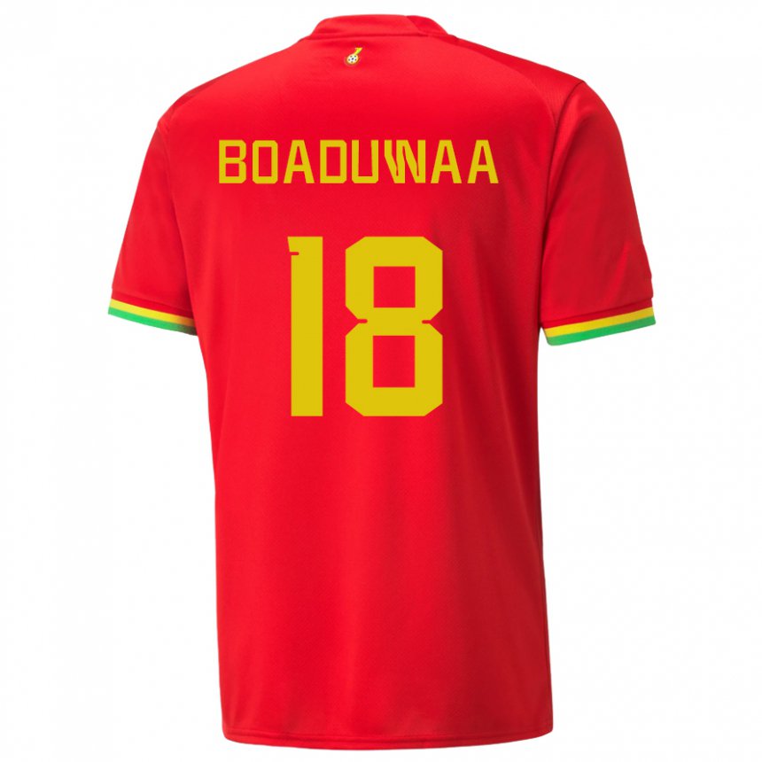 Homme Maillot Ghana Doris Boaduwaa #18 Rouge Tenues Extérieur 22-24 T-shirt Belgique