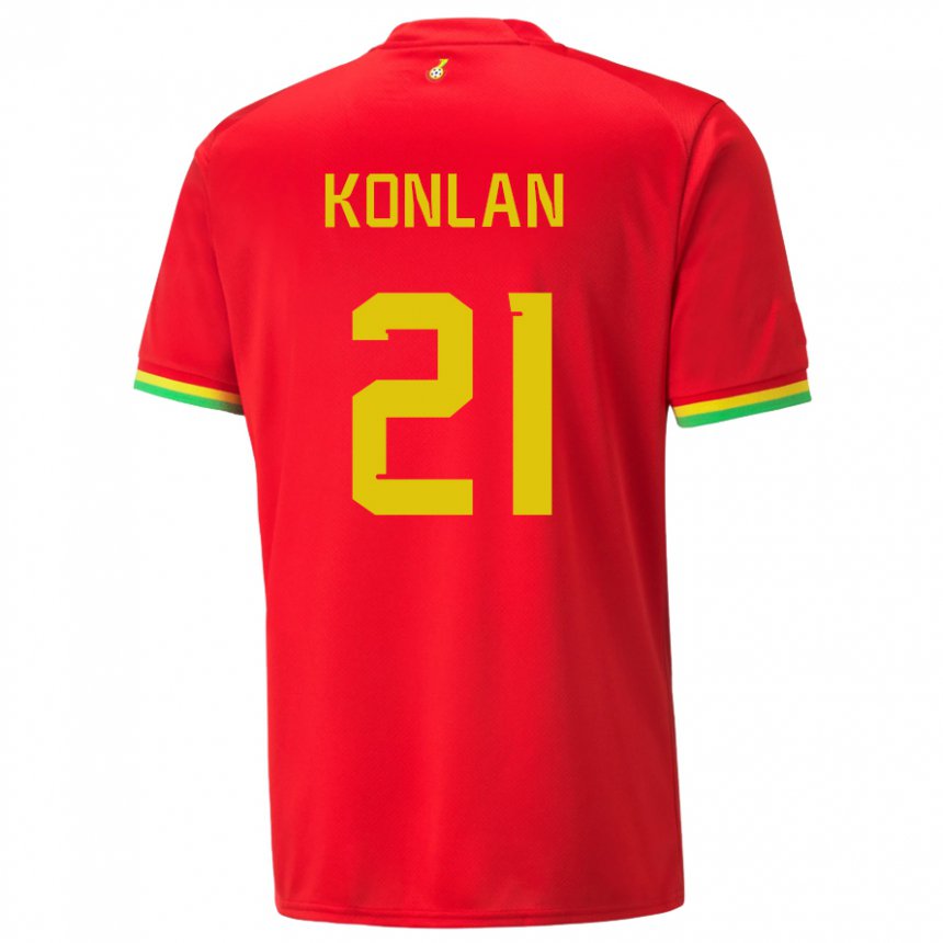 Homme Maillot Ghana Cynthia Konlan #21 Rouge Tenues Extérieur 22-24 T-shirt Belgique