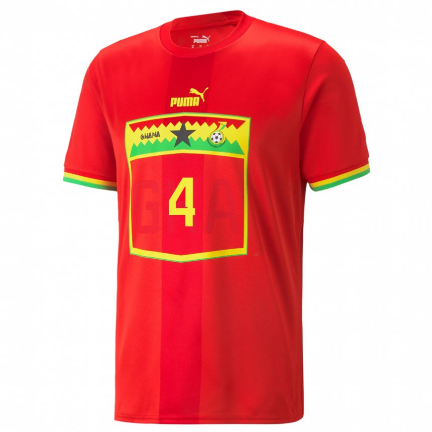 Herren Ghanaische Alex Opoku Sabo #4 Rot Auswärtstrikot Trikot 22-24 T-shirt Belgien