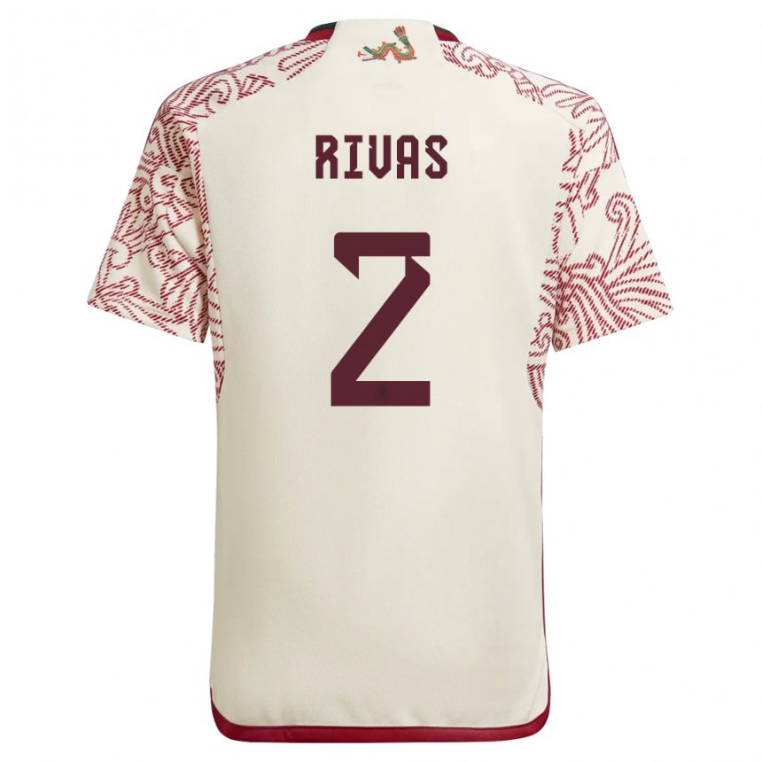 Herren Mexikanische Jesus Rivas #2 Wunder Weiß Rot Auswärtstrikot Trikot 22-24 T-shirt Belgien