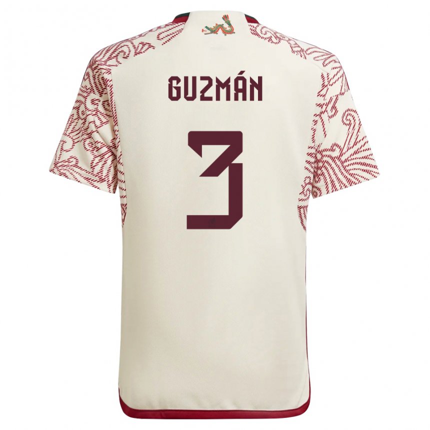 Homme Maillot Mexique Victor Guzman #3 Merveille Blanc Rouge Tenues Extérieur 22-24 T-shirt Belgique
