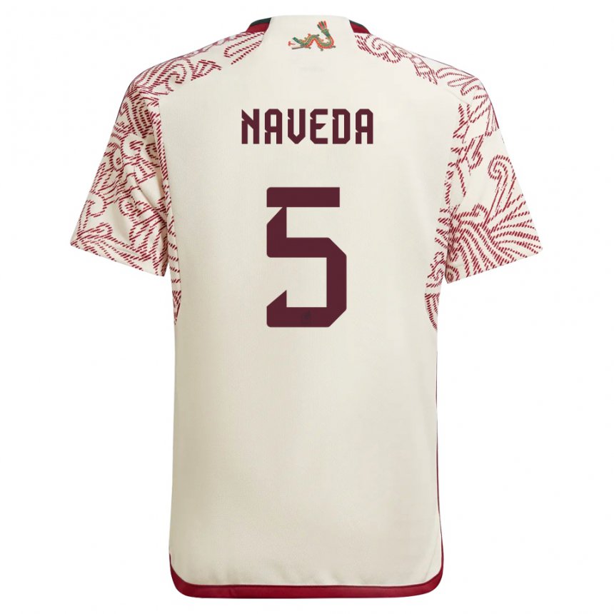 Herren Mexikanische Santiago Naveda #5 Wunder Weiß Rot Auswärtstrikot Trikot 22-24 T-shirt Belgien
