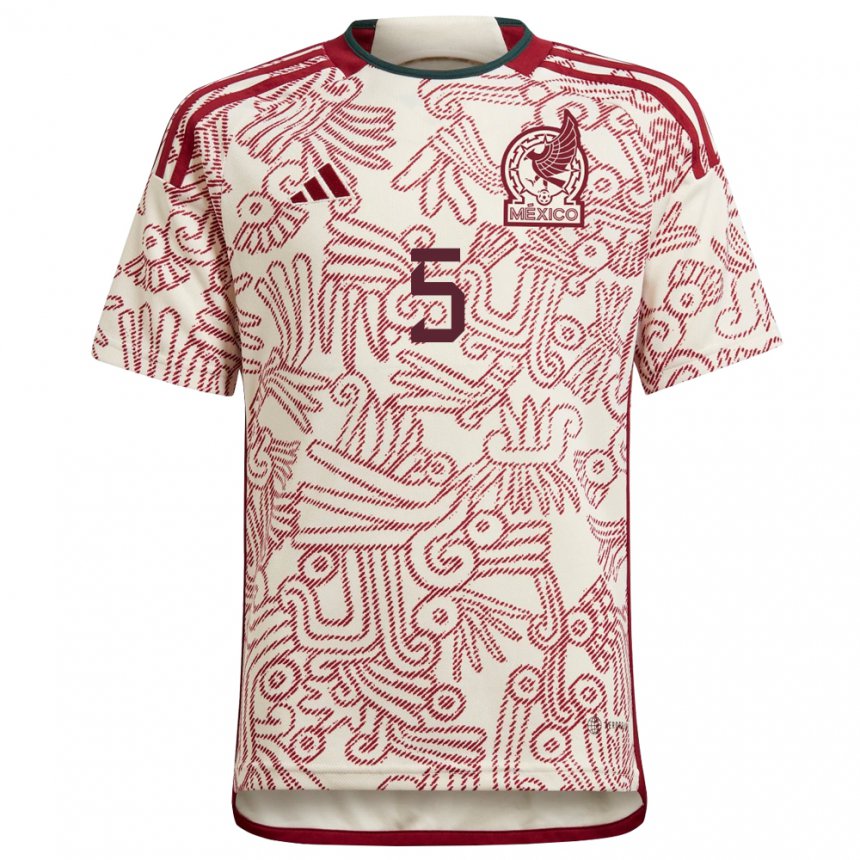 Herren Mexikanische Santiago Naveda #5 Wunder Weiß Rot Auswärtstrikot Trikot 22-24 T-shirt Belgien