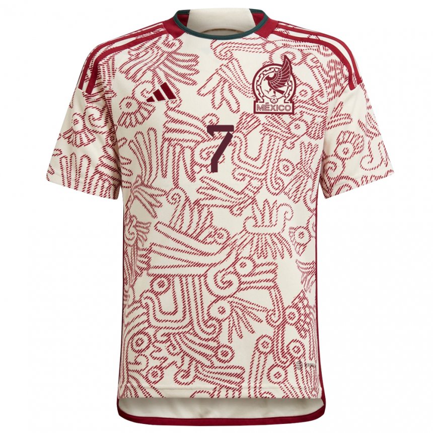 Herren Mexikanische Angel Zapata #7 Wunder Weiß Rot Auswärtstrikot Trikot 22-24 T-shirt Belgien