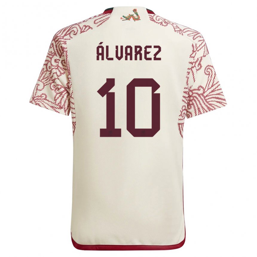 Homme Maillot Mexique Efrain Alvarez #10 Merveille Blanc Rouge Tenues Extérieur 22-24 T-shirt Belgique