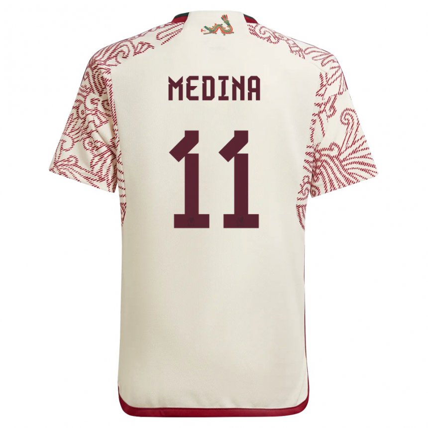 Herren Mexikanische Diego Medina #11 Wunder Weiß Rot Auswärtstrikot Trikot 22-24 T-shirt Belgien
