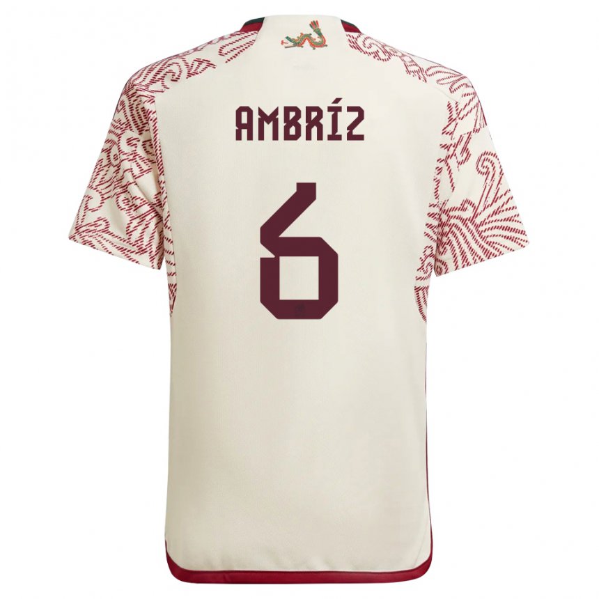 Herren Mexikanische Fidel Ambriz #6 Wunder Weiß Rot Auswärtstrikot Trikot 22-24 T-shirt Belgien