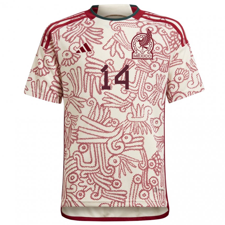 Herren Mexikanische Emiliano Freyfeld #14 Wunder Weiß Rot Auswärtstrikot Trikot 22-24 T-shirt Belgien
