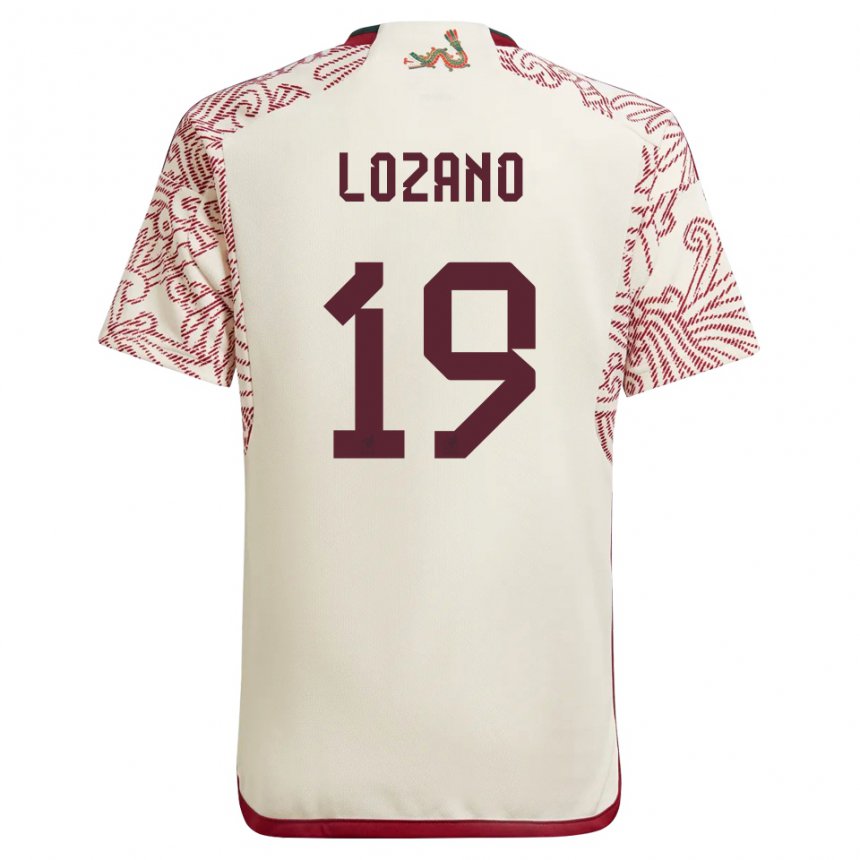 Herren Mexikanische Esteban Lozano #19 Wunder Weiß Rot Auswärtstrikot Trikot 22-24 T-shirt Belgien