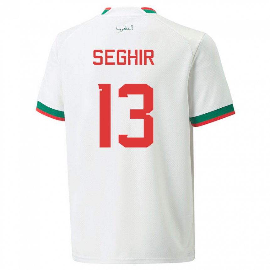Herren Marokkanische Sabah Seghir #13 Weiß Auswärtstrikot Trikot 22-24 T-shirt Belgien
