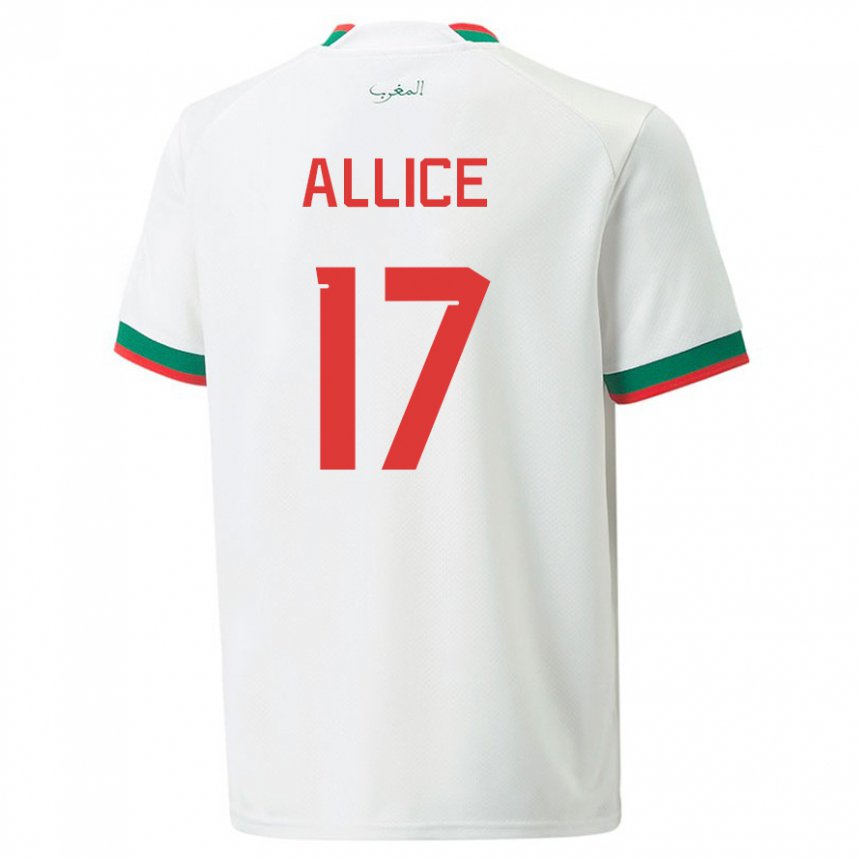 Herren Marokkanische Eva Allice #17 Weiß Auswärtstrikot Trikot 22-24 T-shirt Belgien
