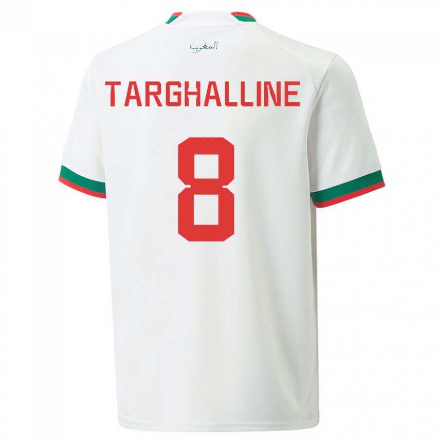 Herren Marokkanische Oussama Targhalline #8 Weiß Auswärtstrikot Trikot 22-24 T-shirt Belgien